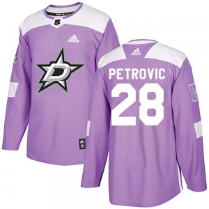 Men's Adidas Dallas Stars Alexander Petrovic Purple Fights Cancer Practice Jersey - Authentic