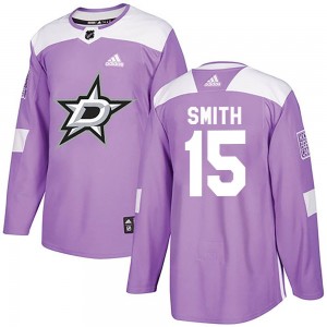 Men's Adidas Dallas Stars Bobby Smith Purple Fights Cancer Practice Jersey - Authentic