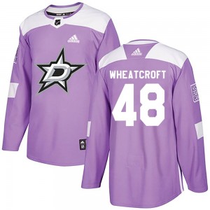 Men's Adidas Dallas Stars Chase Wheatcroft Purple Fights Cancer Practice Jersey - Authentic