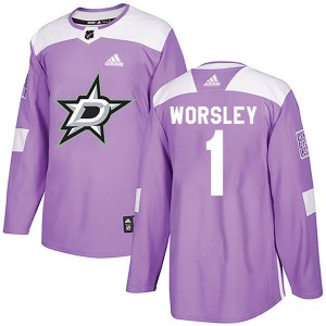 Men's Adidas Dallas Stars Gump Worsley Purple Fights Cancer Practice Jersey - Authentic