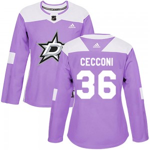 Women's Adidas Dallas Stars Joseph Cecconi Purple Fights Cancer Practice Jersey - Authentic