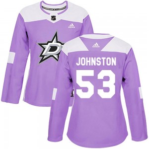 Women's Adidas Dallas Stars Wyatt Johnston Purple Fights Cancer Practice Jersey - Authentic