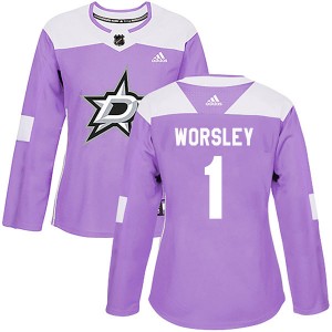 Women's Adidas Dallas Stars Gump Worsley Purple Fights Cancer Practice Jersey - Authentic