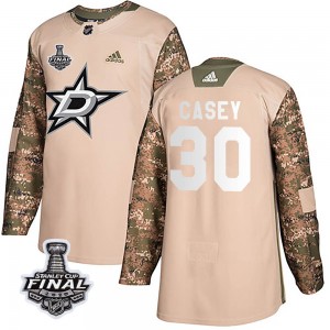 Men's Adidas Dallas Stars Jon Casey Camo Veterans Day Practice 2020 Stanley Cup Final Bound Jersey - Authentic