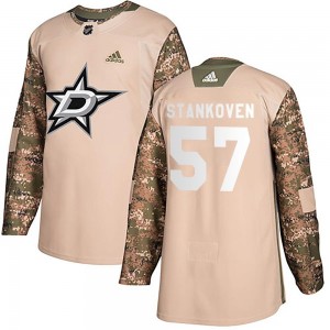 Youth Adidas Dallas Stars Logan Stankoven Camo Veterans Day Practice Jersey - Authentic