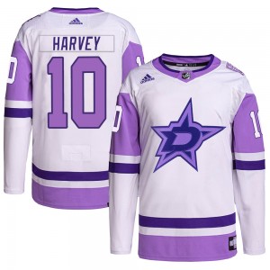Men's Adidas Dallas Stars Todd Harvey White/Purple Hockey Fights Cancer Primegreen Jersey - Authentic