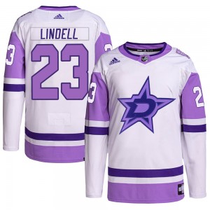 Men's Adidas Dallas Stars Esa Lindell White/Purple Hockey Fights Cancer Primegreen Jersey - Authentic