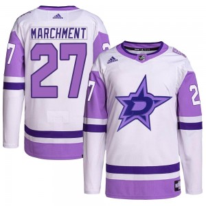 Men's Adidas Dallas Stars Mason Marchment White/Purple Hockey Fights Cancer Primegreen Jersey - Authentic