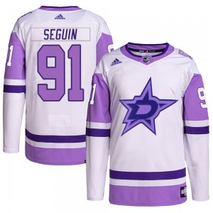 Men's Adidas Dallas Stars Tyler Seguin White/Purple Hockey Fights Cancer Primegreen Jersey - Authentic