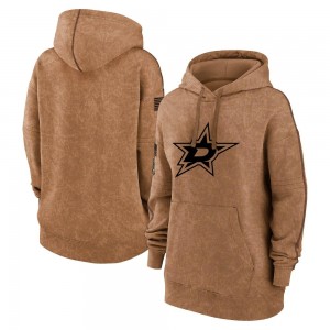 Women's Dallas Stars Brown 2023 Salute to Service Pullover Hoodie -