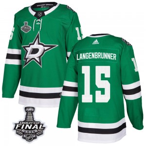 Men's Adidas Dallas Stars Jamie Langenbrunner Green Home 2020 Stanley Cup Final Bound Jersey - Authentic