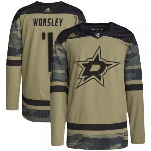Youth Adidas Dallas Stars Gump Worsley Camo Military Appreciation Practice Jersey - Authentic