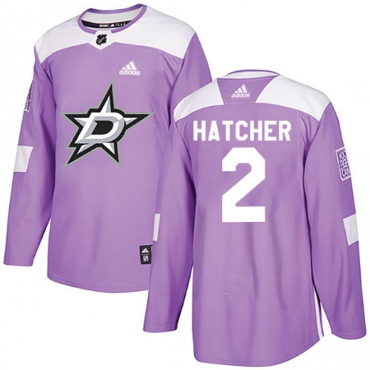 Men's Adidas Dallas Stars Derian Hatcher Purple Fights Cancer Practice Jersey - Authentic